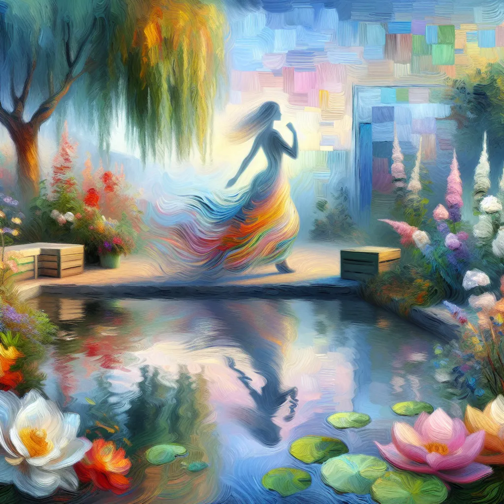 Transformation, Identity, Memories, Confidence, Bold in the style of Monet