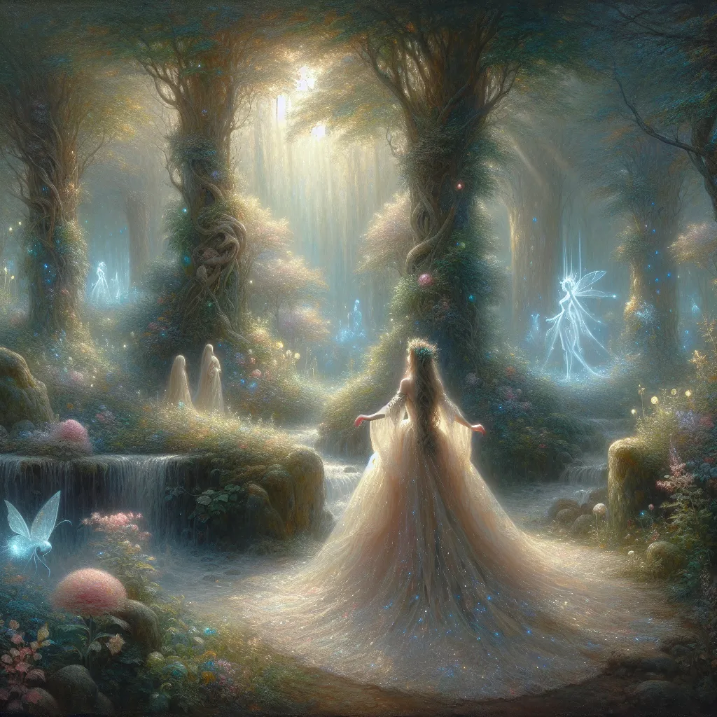 Transformation, Fantasy, Princess, Adventure, Mystery in the style of Monet