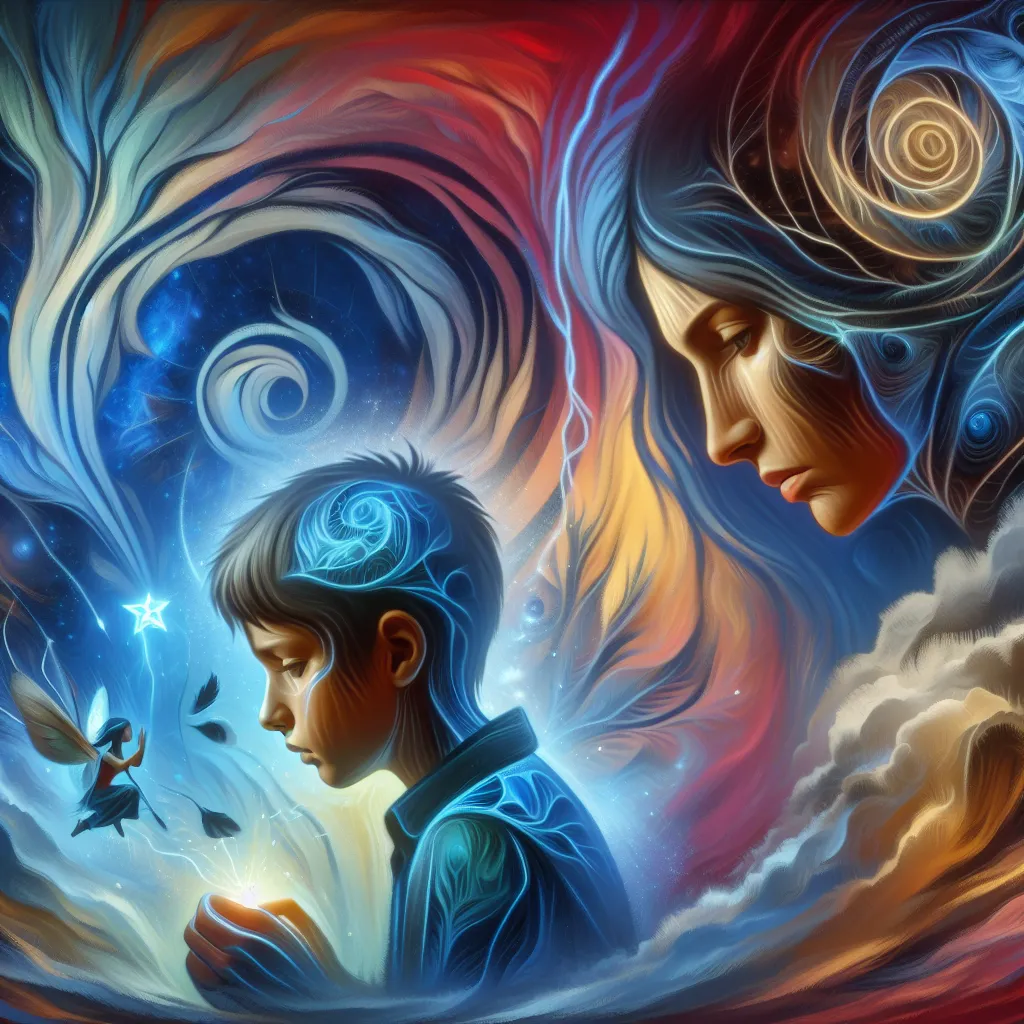 The accompanying image is a depiction of Naruto Uzumaki's inner mindscape, where he undergoes a transformation under the watchful gaze of his mother, Kushina Uzumaki. Naruto, depicted as a young girl named Kino, struggles against the changes happening to her body, her appearance slowly shifting from male to female. The image captures the emotional turmoil and resistance that Naruto/Kino feels as she grapples with accepting her new identity as a kunoichi, while Kushina looks on with a mix of tend