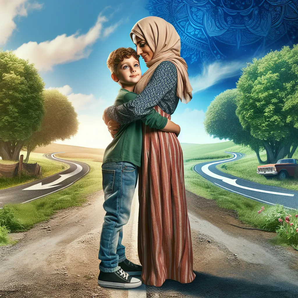A young boy and his mother embark on a transformative journey after a chance encounter leads to a body swap, teaching them valuable lessons in responsibility, gratitude, and the power of shared experiences. Their bond deepens as they navigate their new lives, supporting each other with empathy and understanding. The image accompanying this story could depict a young boy and his mother embracing, symbolizing their unbreakable bond and the love that carries them through life's challenges.