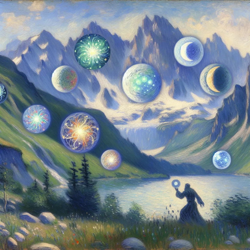 Mountain, Dragon Balls, Transformation, Enslaved, Servant in the style of Monet