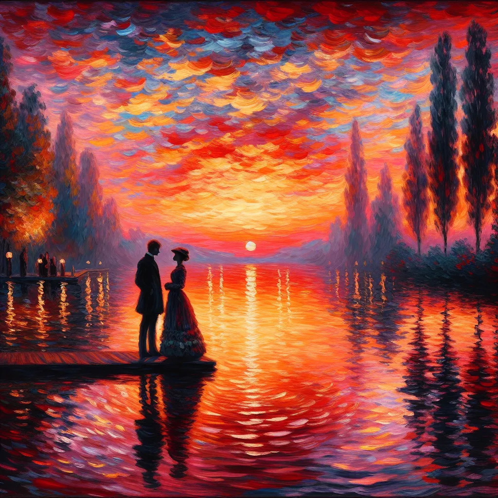 Passion, Intimacy, Sensation, Desire, Warmth in the style of Monet