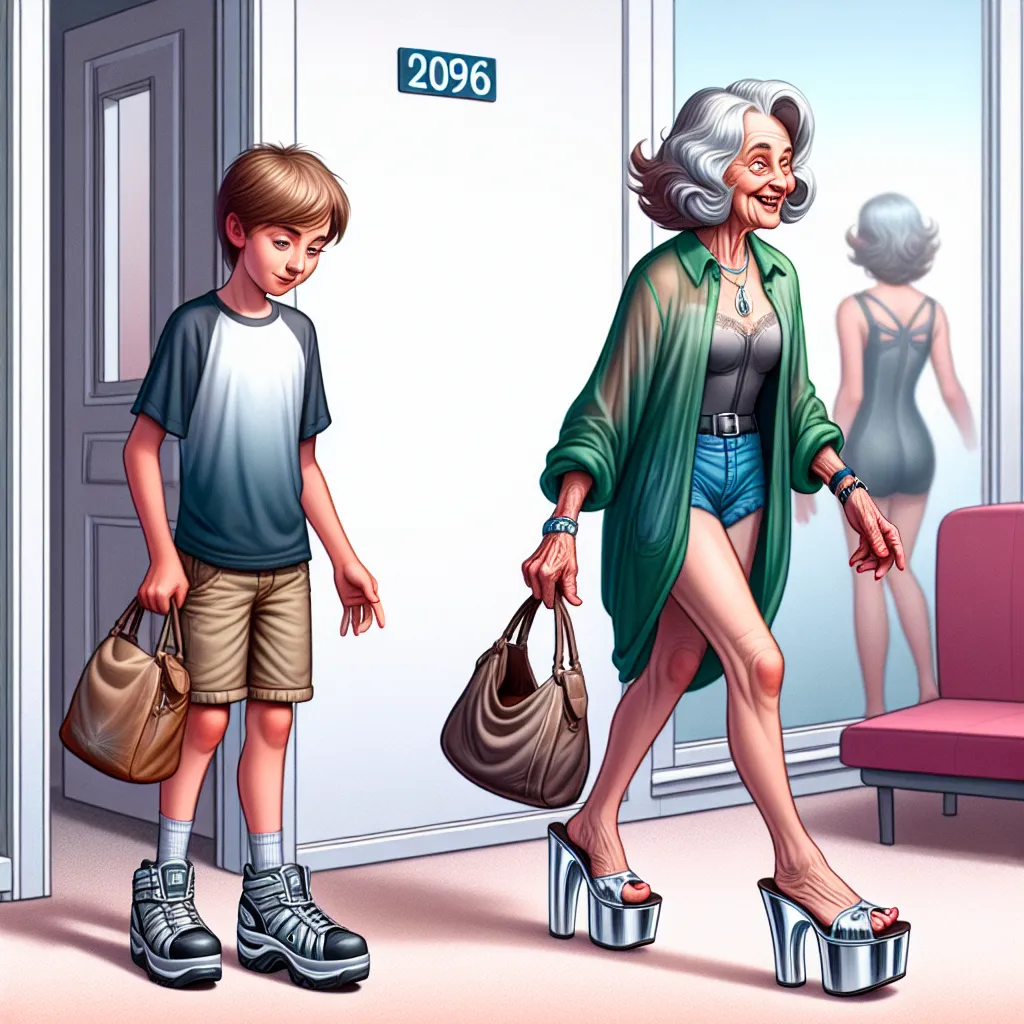 A 10-year-old boy named James finds a pair of silver platform sandals and a purse on his way home. When he accidentally tries on the sandals and carries the purse, his appearance begins to change, ultimately transforming into a 67-year-old woman named Rita. Rita embraces her new identity, goes to a club, and interacts with a younger man named Mark. She wakes up the next day and decides to share her wealth with him, going on a shopping spree and feeling confident about herself regardless of her a