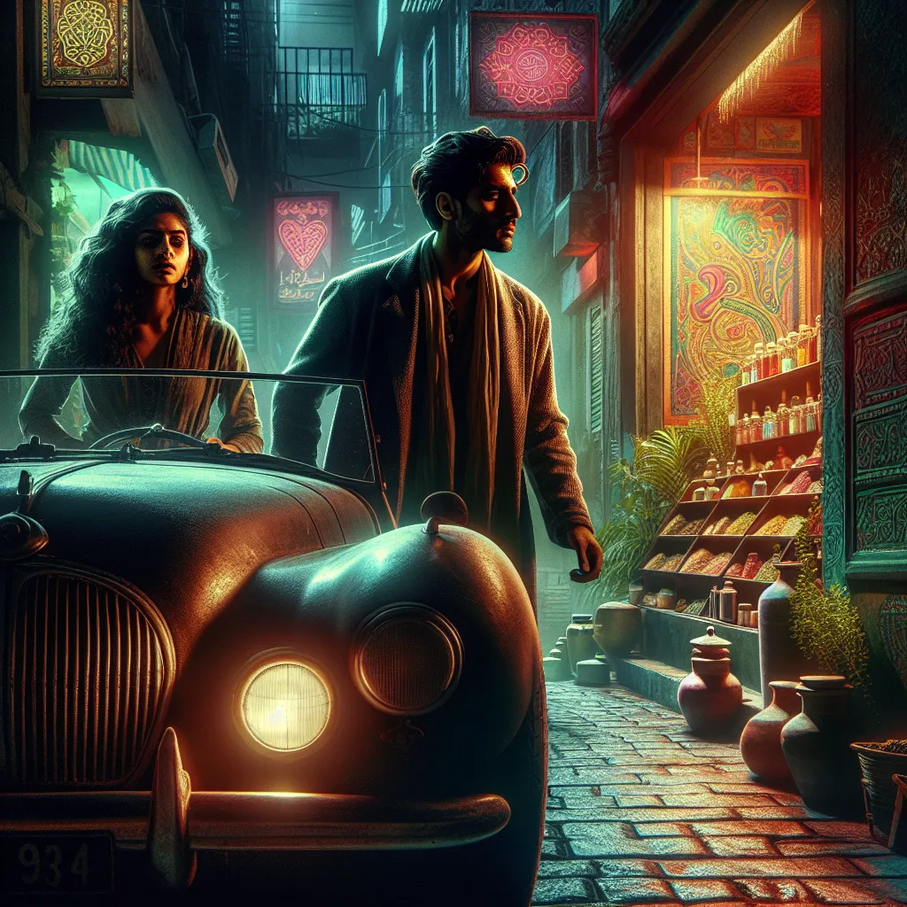 A gripping mystery unfolds as two figures navigate city streets in a stolen car, seeking refuge in a hidden herbalist's shop. Tension, anticipation, and quiet healing moments fill the air as they share stories and seek solace in the shadows.