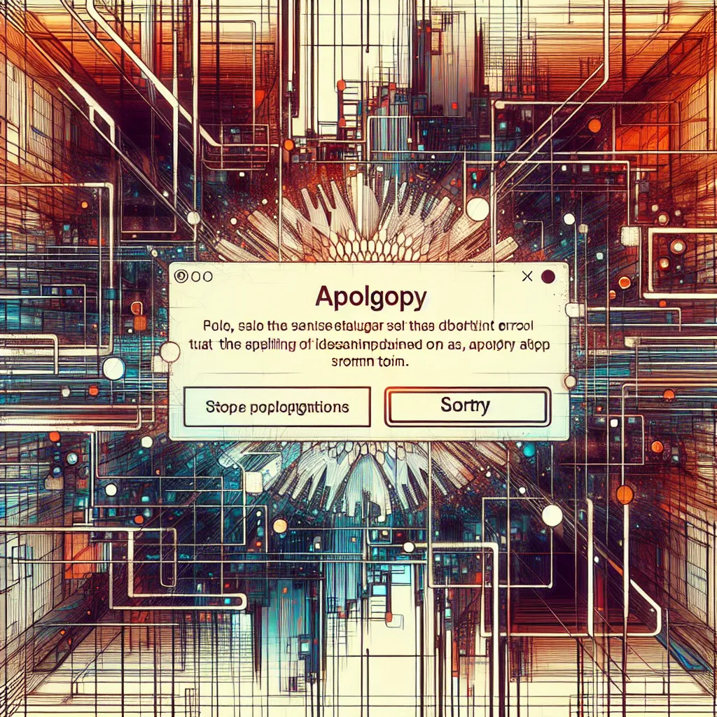 An abstract image representing a digital error message with a sense of apologetic tone.