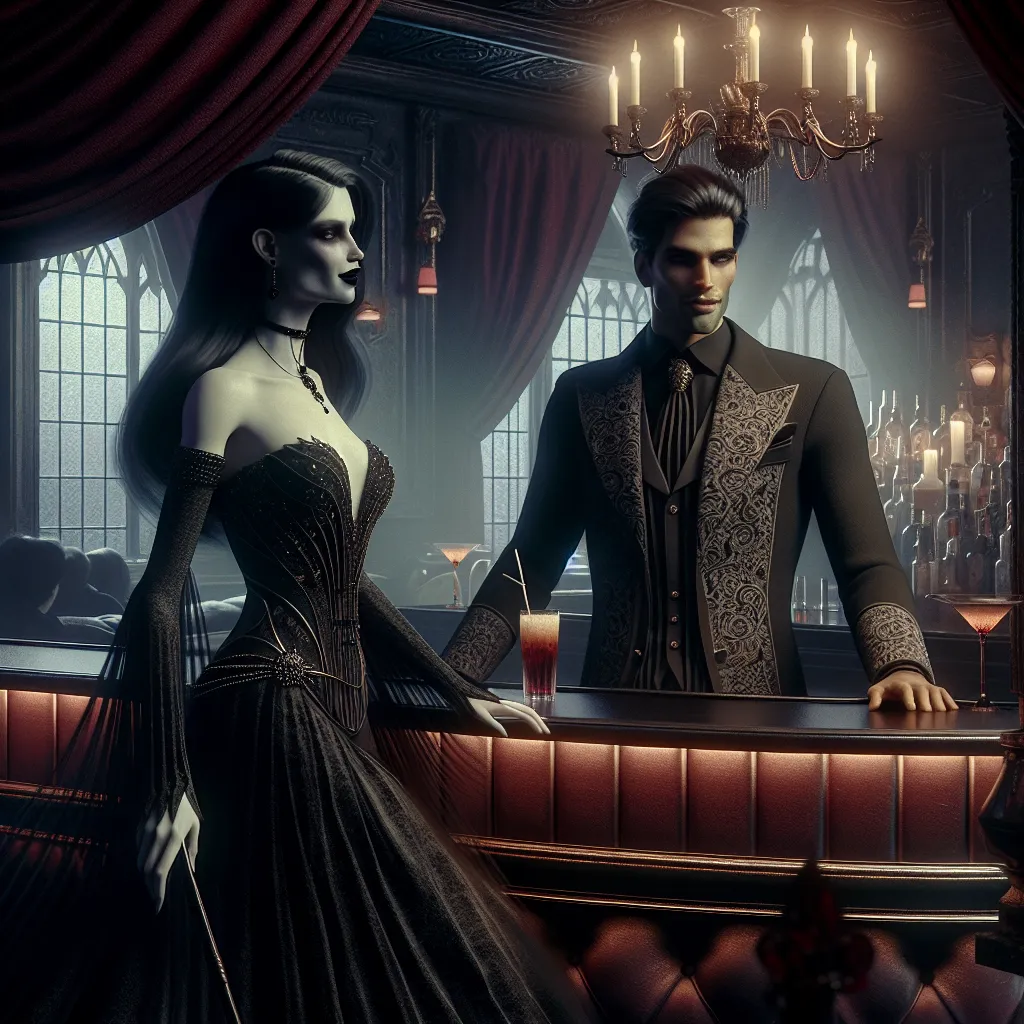 A mysterious scene unfolds at Club Bravura: a vampire seeks help from the enigmatic club owner, Devon Graves, in search of a woman from her past. Shadows and secrets abound as they form an unexpected alliance in this captivating mystery tale.