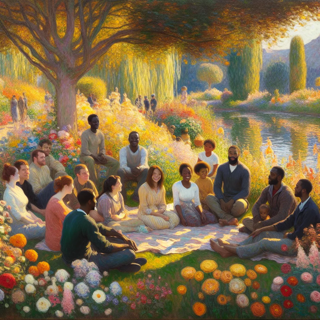 Transformation, Identity, Family, Growth, Acceptance in the style of Monet