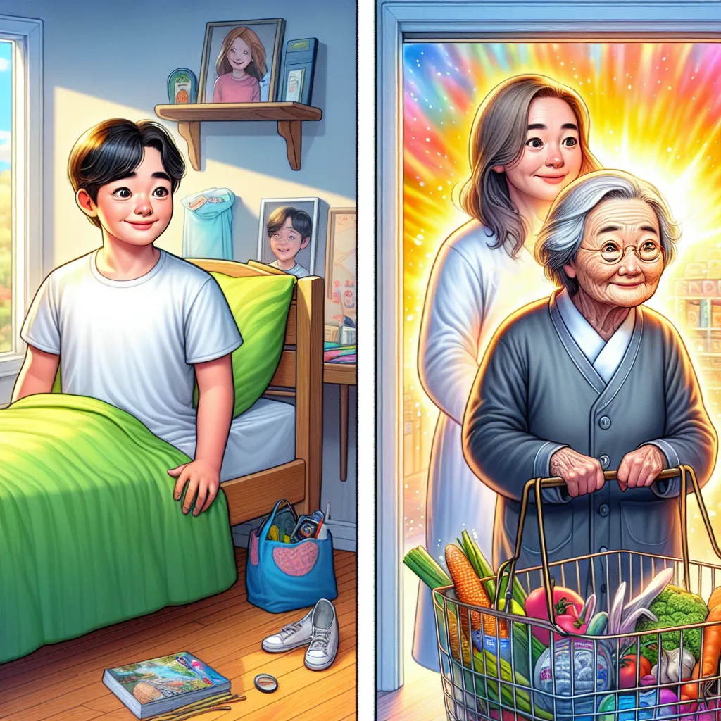 A young boy named Elijah wakes up on a sunny Saturday morning and goes shopping with his mom, Jessica, at their neighborhood supermarket. While in the store, he mysteriously switches bodies with an elderly Korean woman named Eun-kyoung. Confused and scared, Elijah tries to cope with his new reality as he navigates a different life and language. The story captures his emotional journey and the profound impact of this unexpected and permanent change.