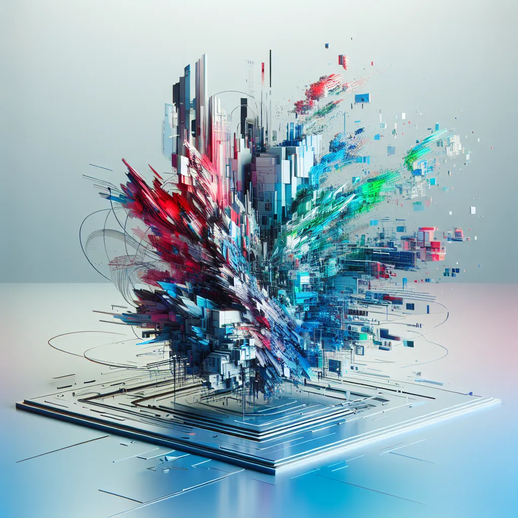 An abstract representation of technological limitations: a distorted digital glitch against a minimalist background.