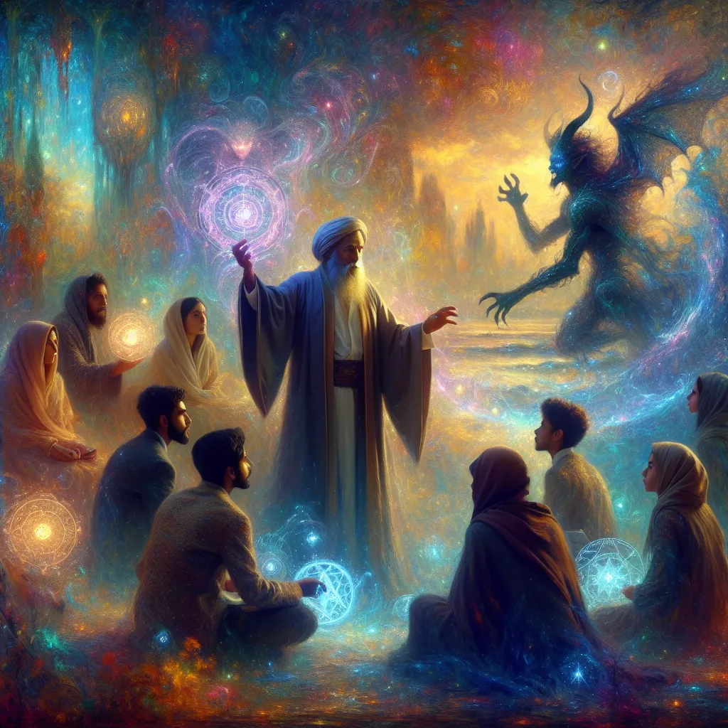 Magic, Dimension, Demon, Teaching, Power in the style of Monet