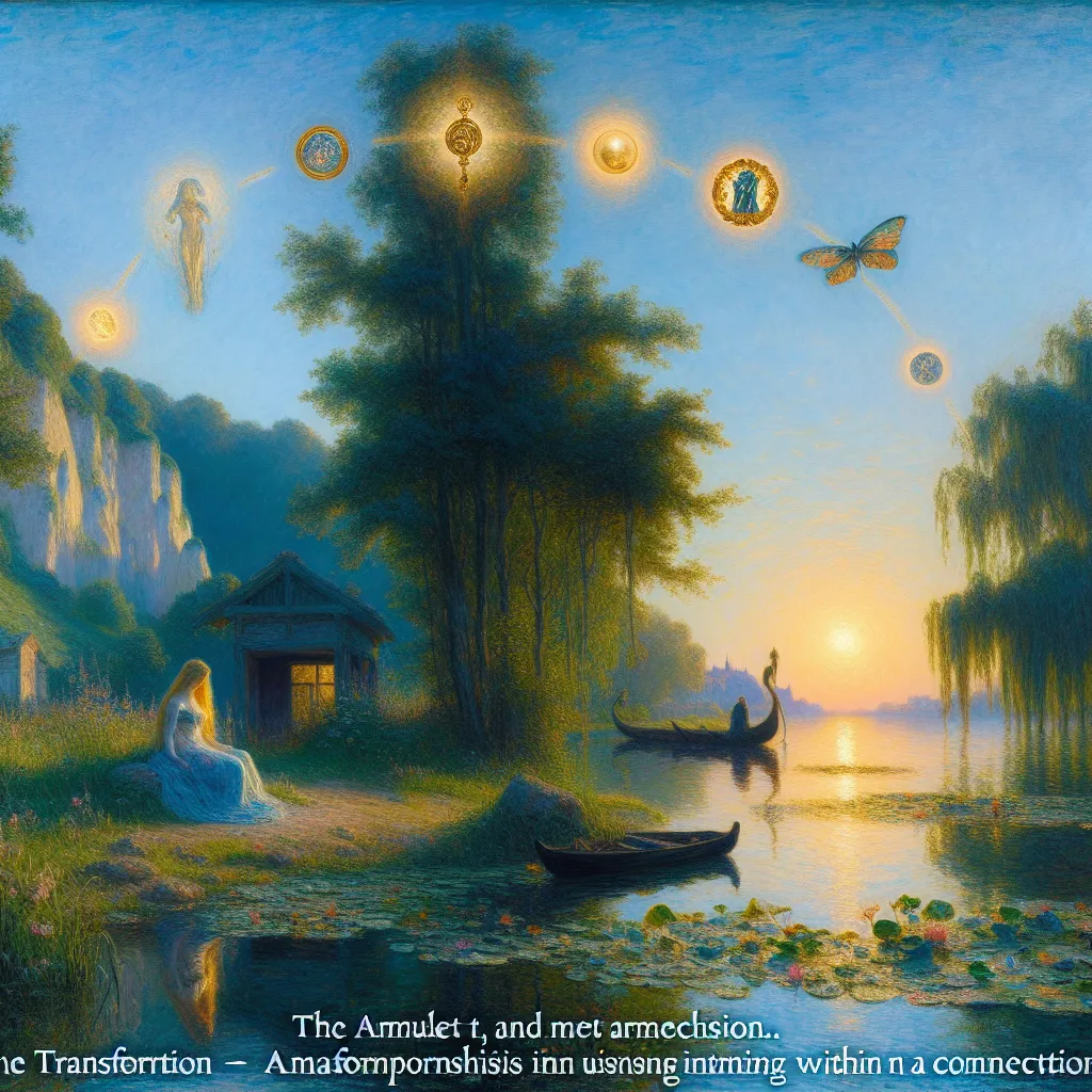 Transformation, Curse, Amulet, Metamorphosis, Connection in the style of Monet