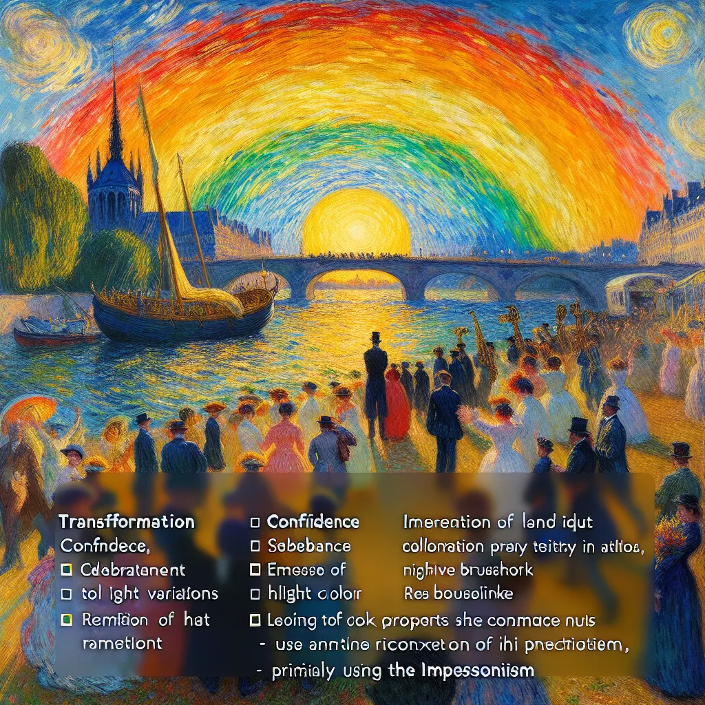 Transformation, Confidence, Celebration, Pride, Identity in the style of Monet