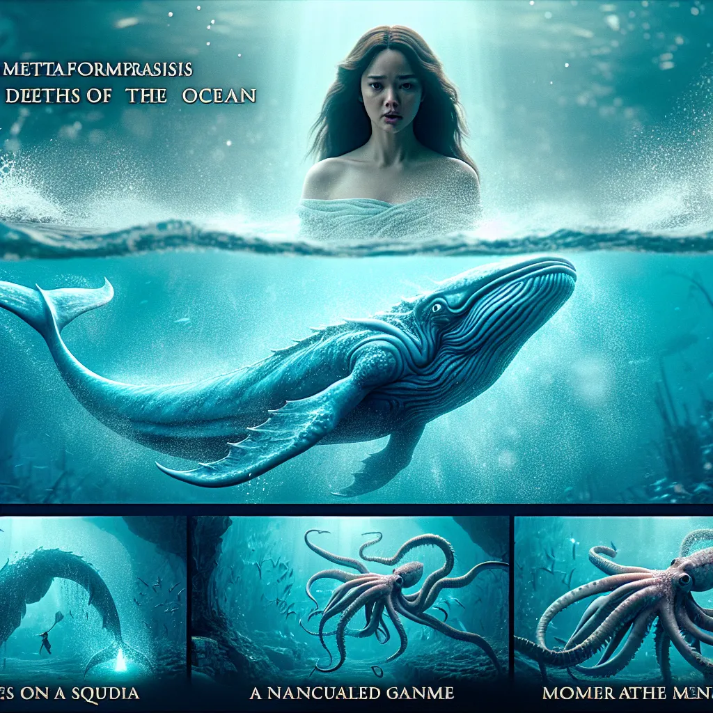 In the deep ocean, a woman undergoes a profound transformation into a majestic whale. She navigates the polluted waters, battles a giant squid, and experiences the joy of motherhood. But her journey is marred by the harrowing presence of whalers, leading to a devastating and bloody struggle for survival.