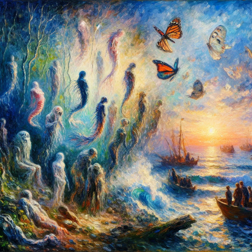 Transformation, Metamorphosis, Ocean, Survival, Life in the style of Monet