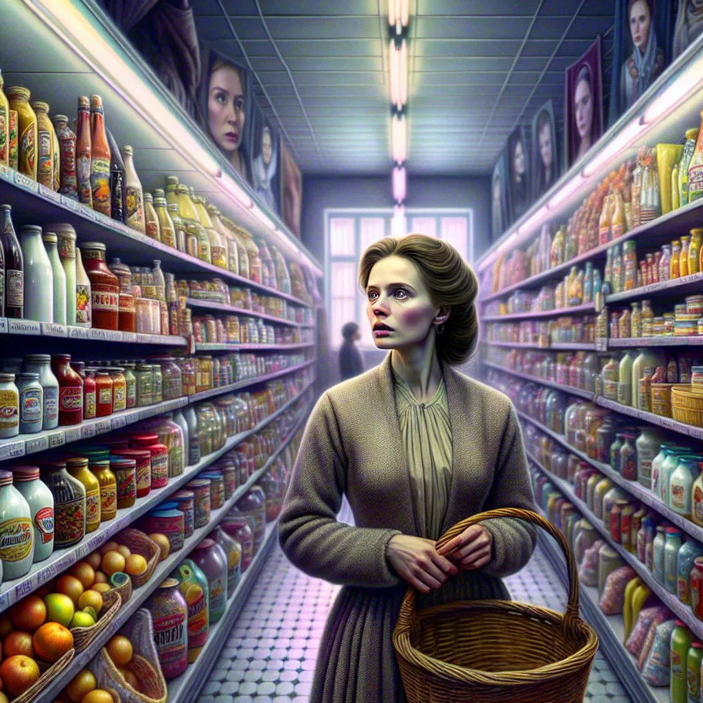 A young boy named Elijah undergoes a mysterious transformation while shopping with his mother, becoming trapped in the body and identity of a Russian woman named Svetlana. Elijah's world shifts as he navigates the store in his new form, struggling with language and lost memories. The scene captures the moment of Elijah's final acceptance of his new reality, highlighting the poignant contrast between his former self and the unfamiliar identity he now embodies.