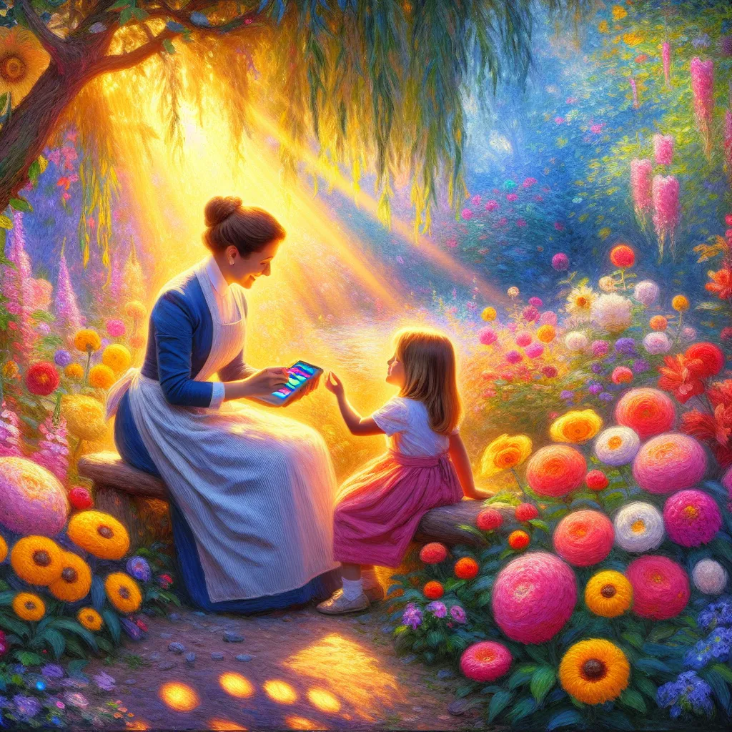 Child, Transformation, Quiz, Aunt, Memories in the style of Monet