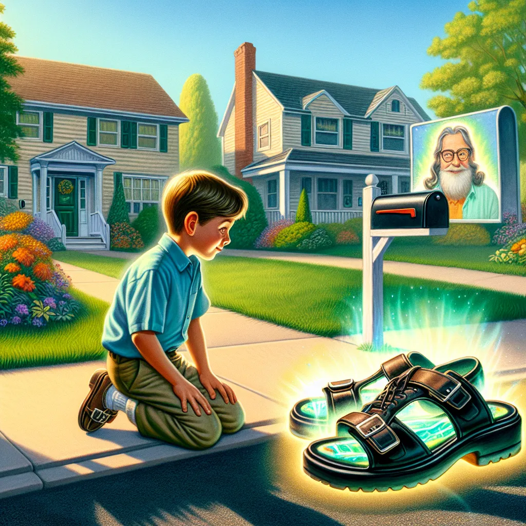 The story follows the transformation of a young boy named Elliot into the middle-aged woman next door, Mrs. Deirdre Huxley, after an encounter with a mysterious pair of sandals. 