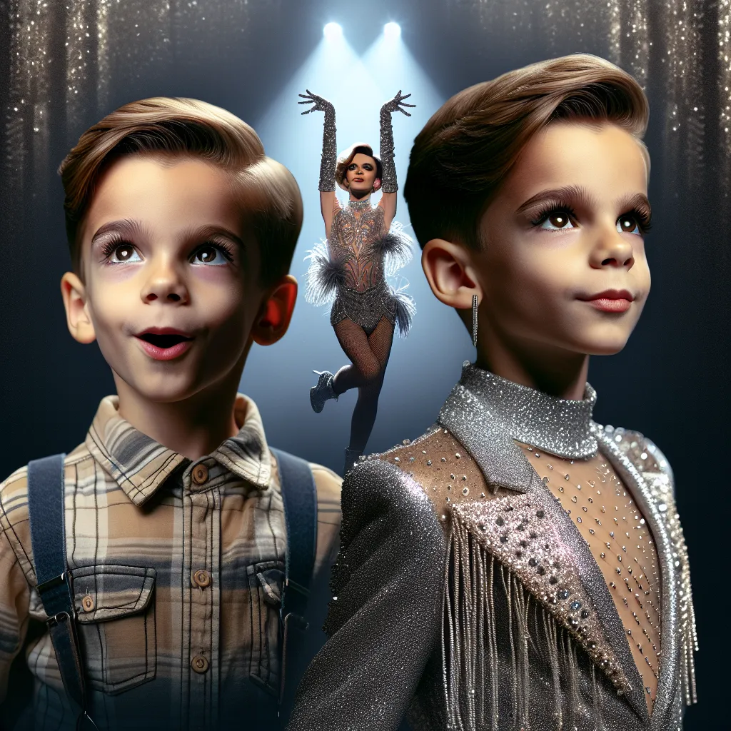 This story follows the transformation of a young boy named Oliver into his drag queen cousin, Alexandria Fierce. It details the physical changes Oliver undergoes, leading to his complete embrace of his newfound identity. The image could depict a vibrant and confident Alexandria Fierce in a stunning, glittery ensemble, exuding grace and power on stage.