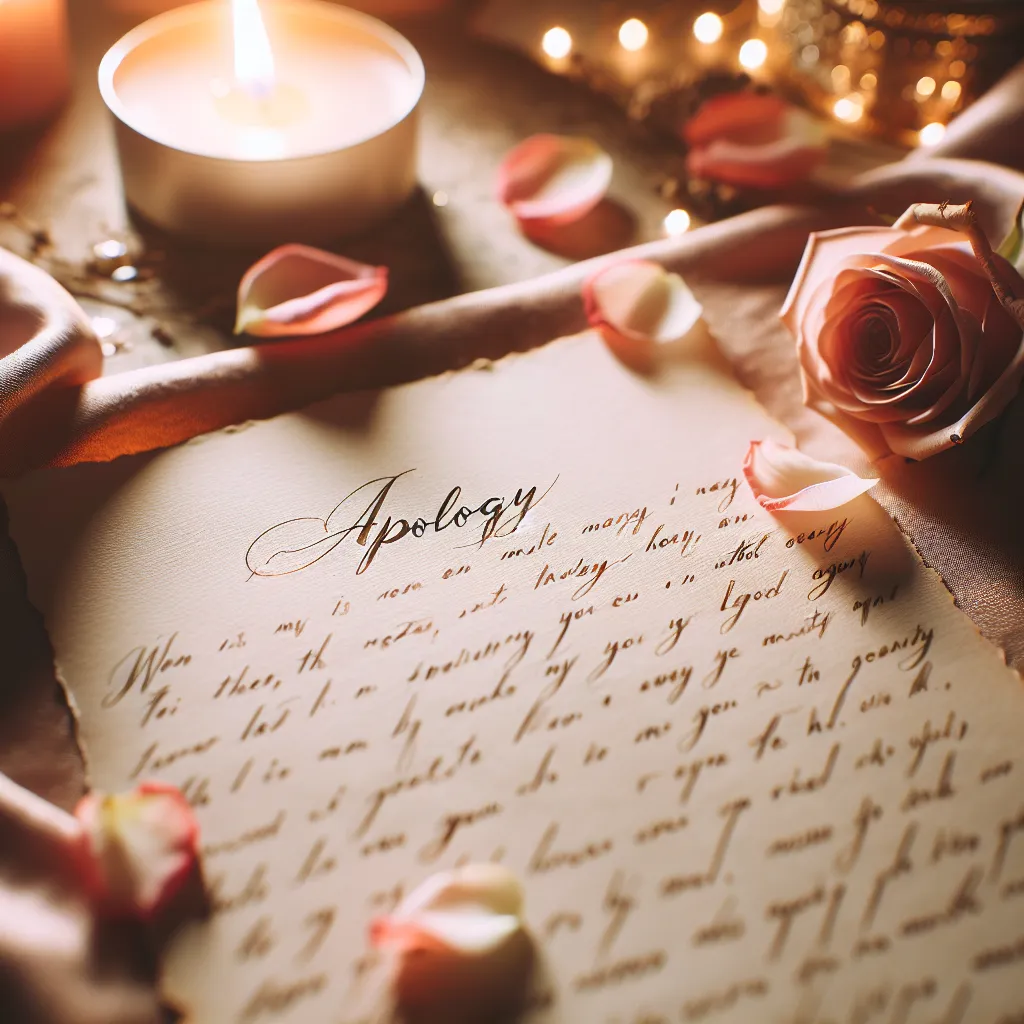 A close up of a handwritten apology letter with a romantic aesthetic, emphasizing the emotional impact of saying sorry in a relationship.