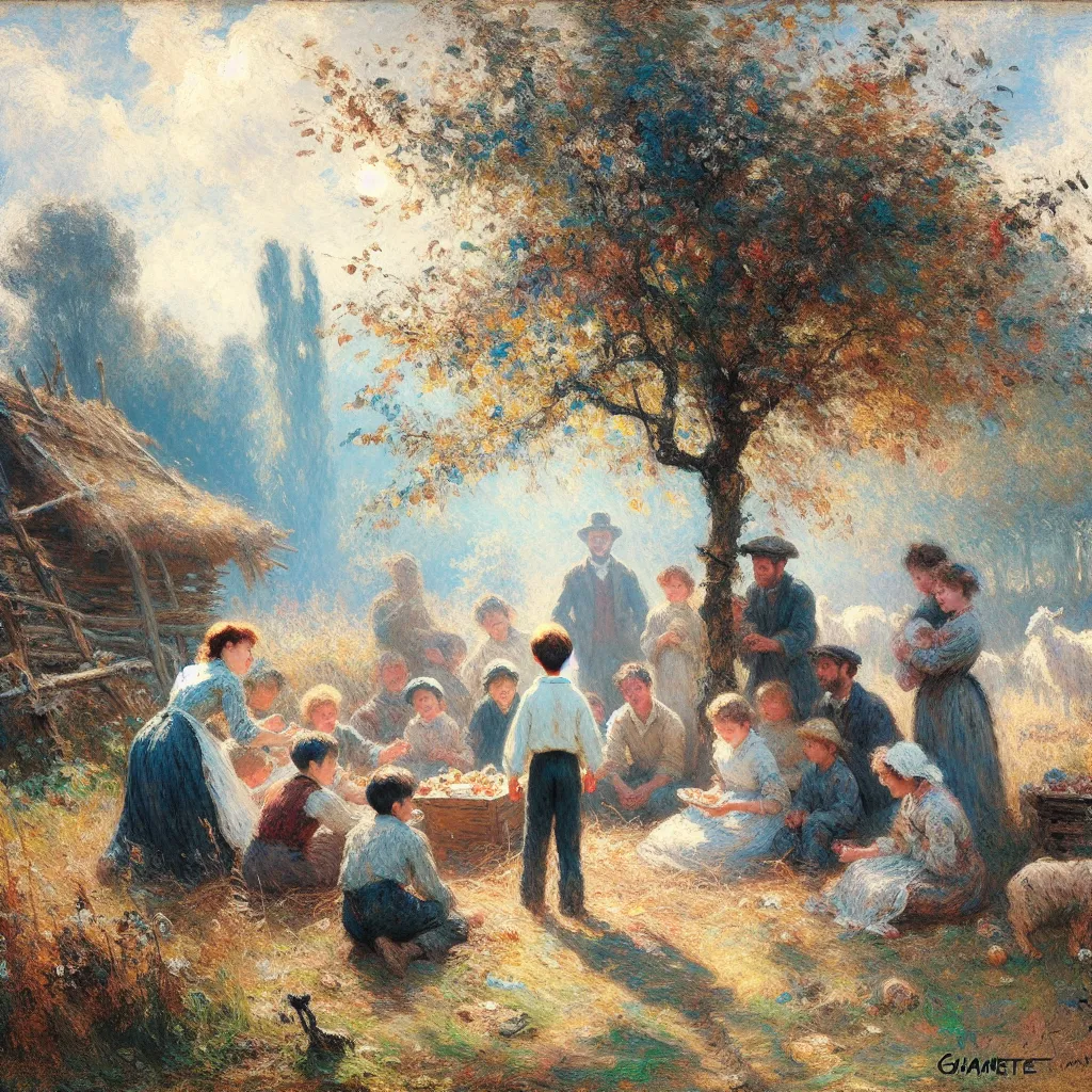 Boy, Nature, Birthday, Family, Transformation in the style of Monet