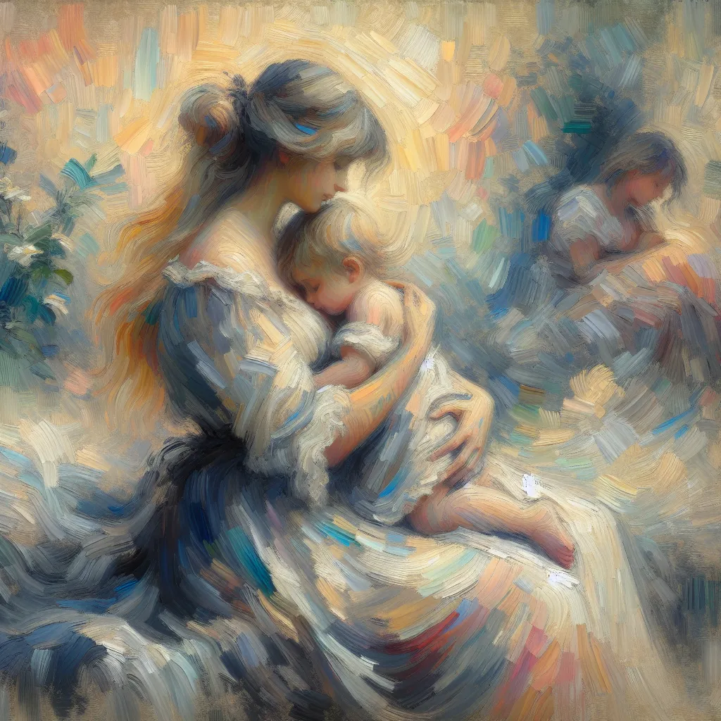 Love, Connection, Resilience, Transformation, Mother in the style of Monet