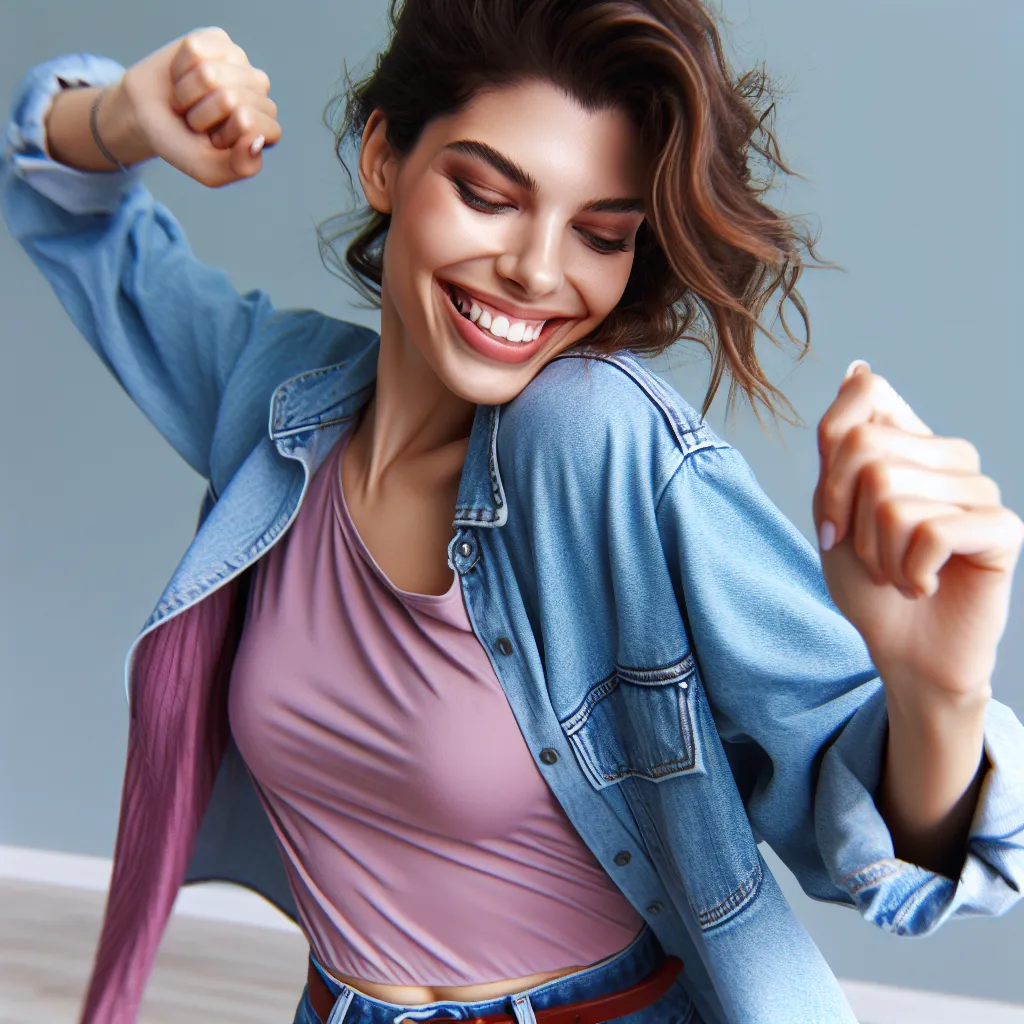 A vibrant and confident young woman named Latasha, ready to embrace her new life, dances through life with joy and gratitude, cherishing every moment and facing every challenge with strength and determination.