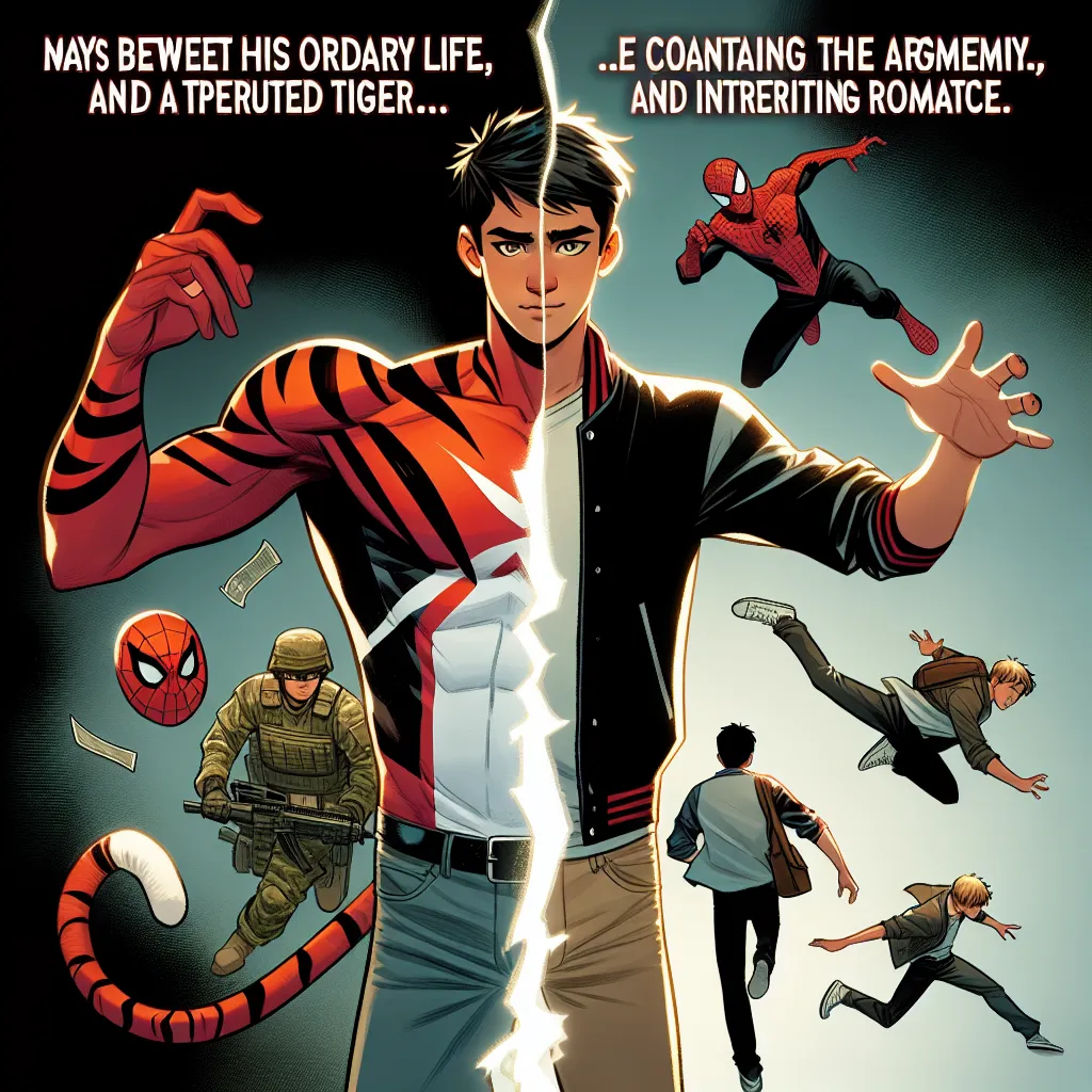 A young superhero, Jake Thompson, navigates between his ordinary life and his alter ego, the Red Tiger. He confronts his nemesis, General Kuro, and encounters the mysterious and seductive Black Cat. Balancing school, superhero duties, and budding romance, Jake embraces his destiny as he faces new challenges and unexpected allies in the fight against evil.