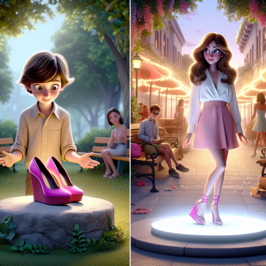 A young boy named Timothy stumbles upon a mysterious pair of pink wedges that transform him into the glamorous and vapid young woman named Mandy Baxter. With a new appearance and personality, Mandy confidently embraces her new life of social media, selfies, fashion, and brunch. As she immerses herself into this new world, her previous identity as Timothy fades into the background, never to be remembered in the quaint town of Willow Springs.