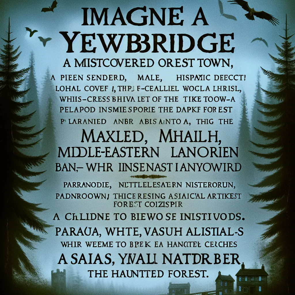 A mist-covered forest town, Yewbridge, becomes the backdrop for a chilling crime story. As a seasoned detective investigates a series of murders mirroring a dark past, the town's secrets and the unsolved case of the Nightshade Killer begin to unravel. Paranoia, ancient rituals, and supernatural elements intertwine as the detective, the local sheriff, a historian, a landowner, a town gossip, a reclusive artist, and a rebellious teenager find themselves entangled in a web of truth and horror. To s