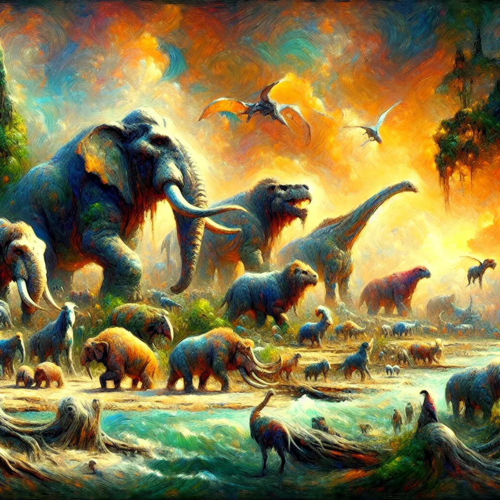 1. Terraforming
2. Evolution
3. Megafauna
4. Adaption
5. Ecosystem in the style of Monet