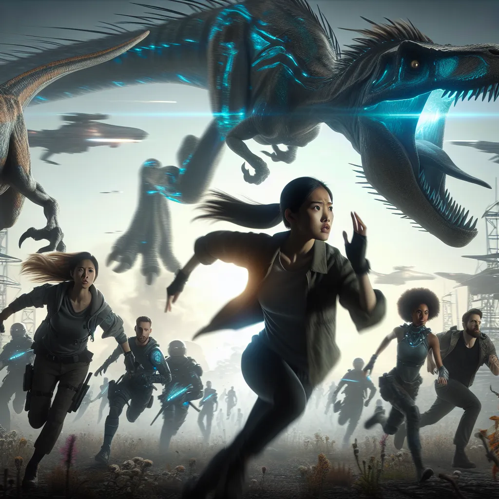 A thrilling science fiction tale of transformation and survival unfolds as protagonist Jordan Park and their colleagues become genetically altered beings capable of shifting between human and dinosaur forms. Hunted by the government, they navigate a world of danger and discovery, running towards a future filled with uncertainty and defiance.