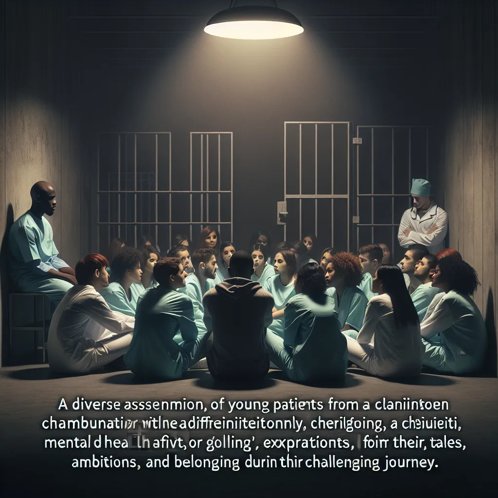 A group of young patients at a psychiatric center gather in a hidden room, defying the strict rules of the facility. The dimly lit room becomes a safe space for them to share stories, dreams, and fears, offering solace and a sense of connection in the midst of their struggles.