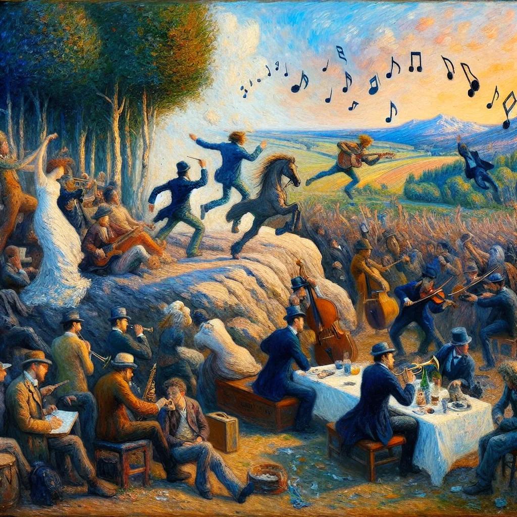 Transformation, Identity, Music, Fame, Acceptance in the style of Monet