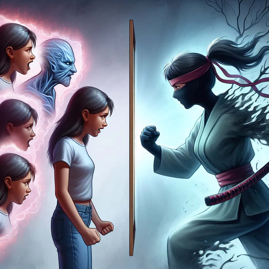 A girl named Naruto undergoes a transformative journey in her mindscape, as she confronts her mother's spectral figure. With each physical and mental alteration, she is forcibly molded into the image of a kunoichi—a female ninja. As her resistance dwindles, Naruto accepts her new identity as Naruko Uzumaki, finding strength within herself amidst the emotional turmoil.