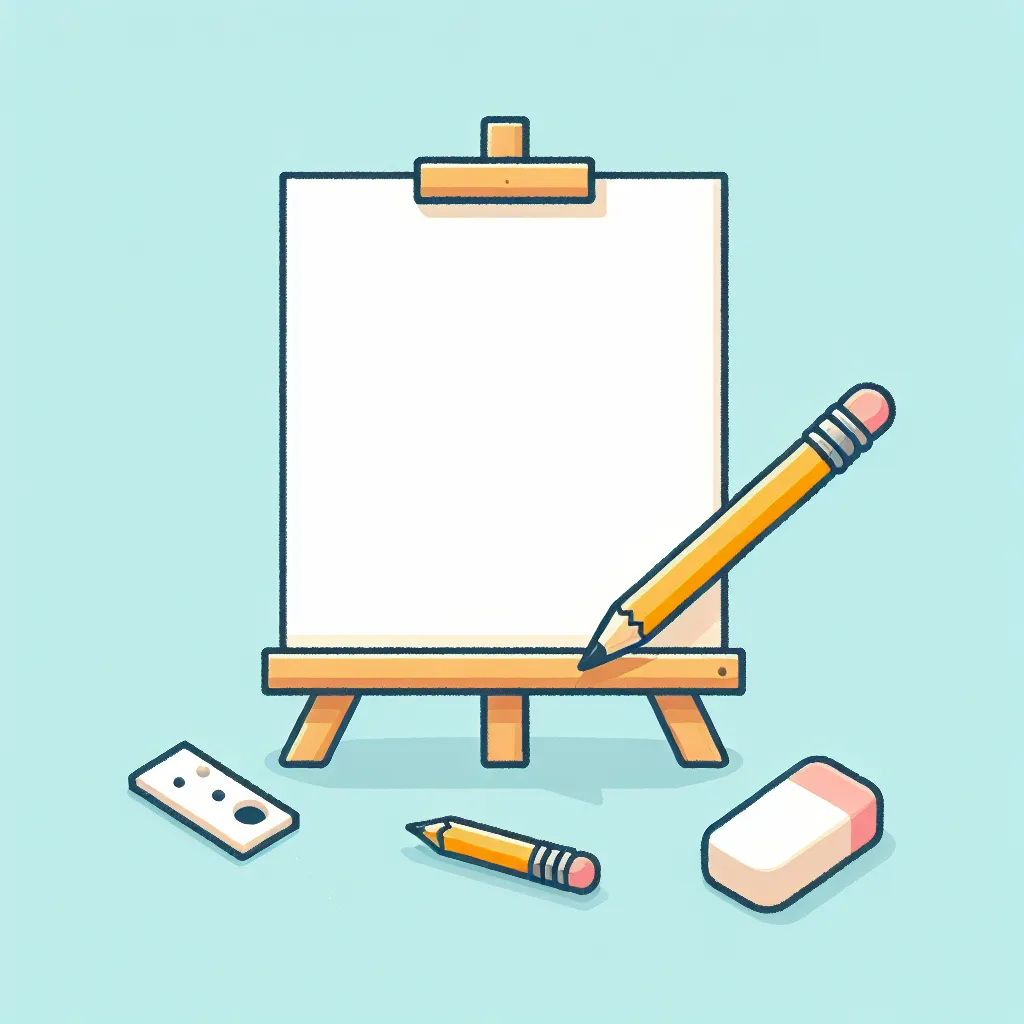Description: A blank canvas symbolizing a story left unfinished, with a pencil and eraser nearby, suggesting the potential for completion.