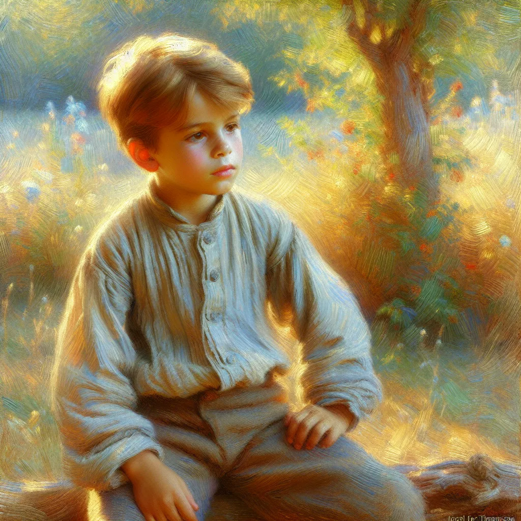 Jacob, Thompson, 6 years old, August 3, 2017 in the style of Monet