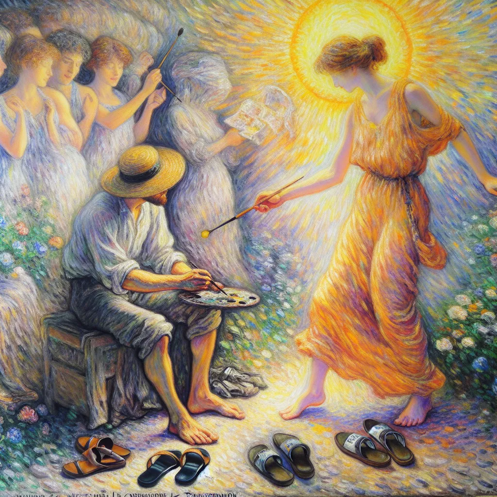 Transformation, Ethan, Lauren, Sandals, Memories in the style of Monet