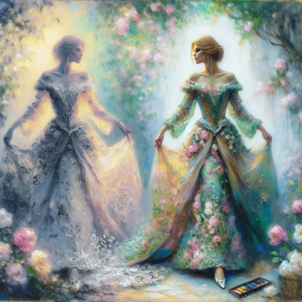 1. Transformation  
2. Identity  
3. Feminine  
4. Fashion  
5. Persona in the style of Monet