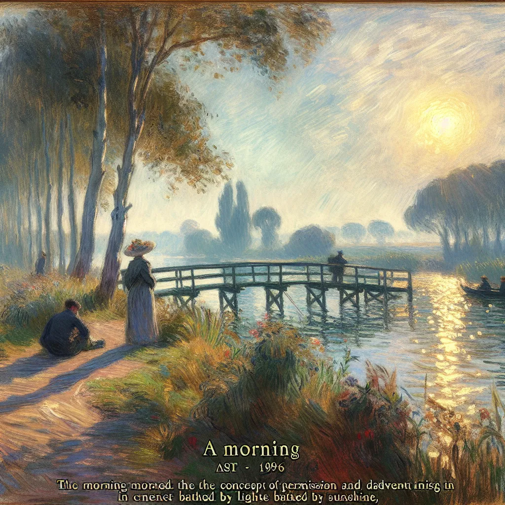 Liam, Morning, Permission, Adventure, Sunshine in the style of Monet