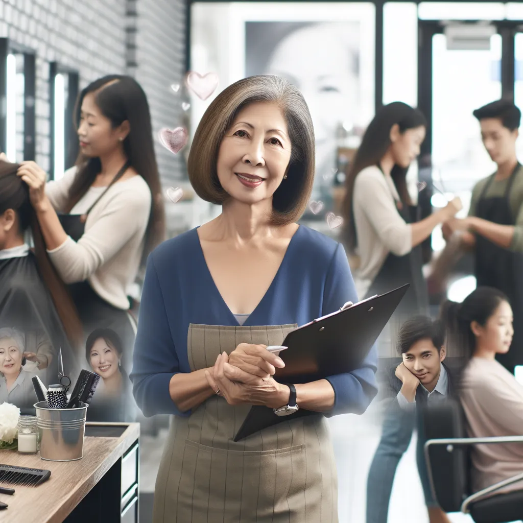 Mothering and multi-tasking in a bustling hair salon, Mrs. Choi gracefully navigates the duties of her life while finding solace in memories and love.