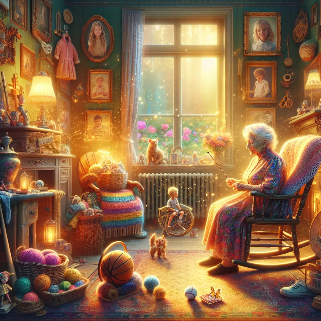 A whimsical tale of a young boy magically transformed into his grandmother, filled with innocence, discovery, and the bittersweet nostalgia of growing older.
