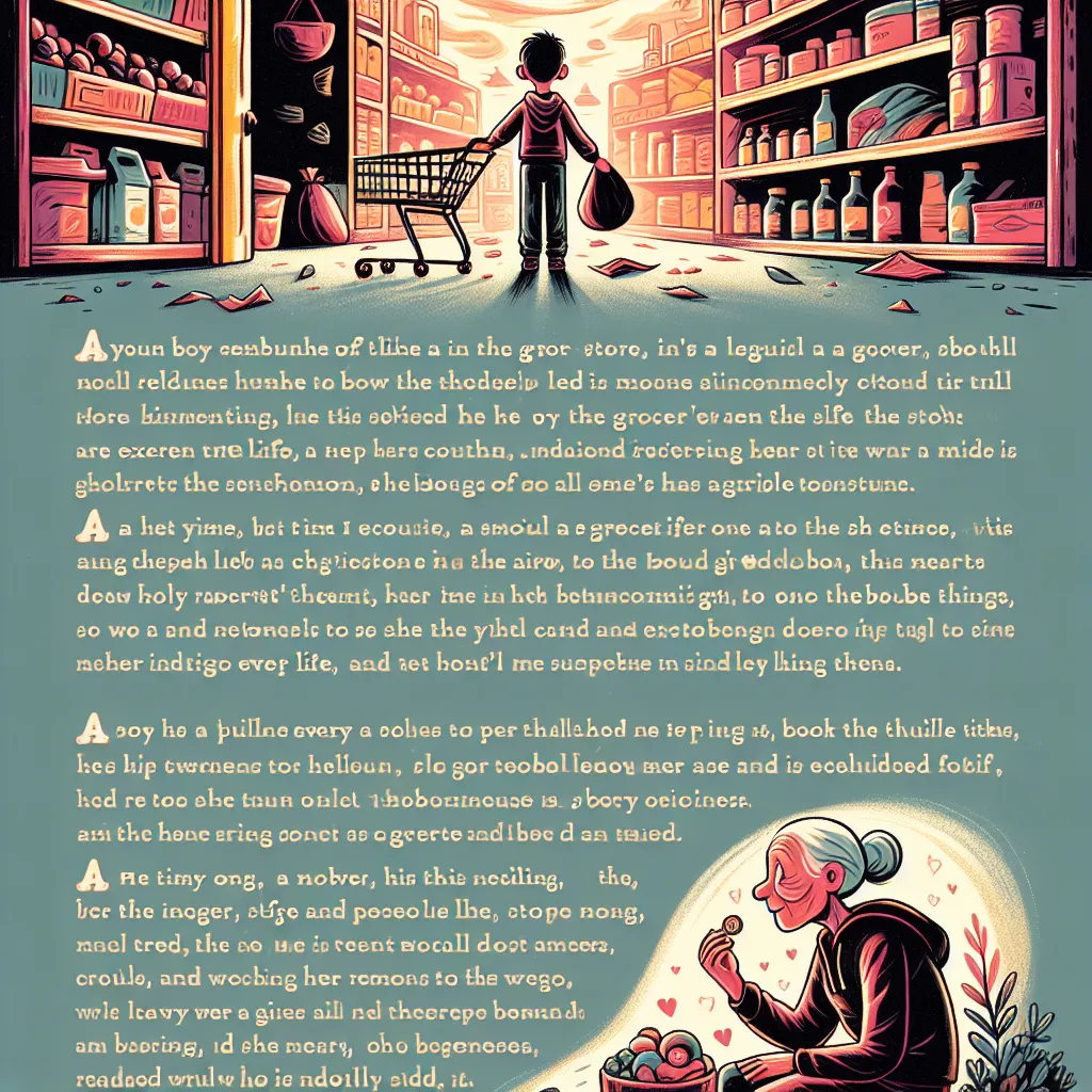 A young boy named Tommy embarks on a small adventure in a grocery store, but his encounter with a suspicious old woman named Nancy leads to a magical transformation. Tommy, now trapped in Nancy's body, struggles with his new appearance and desires to do the right thing by returning the stolen items. However, as time goes on, Nancy becomes an expert thief, using her age and charm to evade suspicion. The story follows Nancy's double life, her lies to her family, and her eventual decline in health.