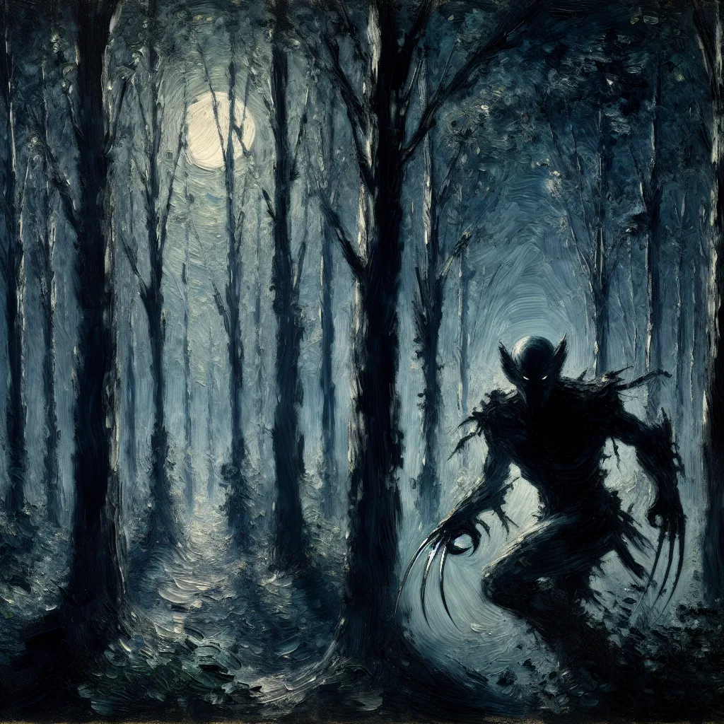 Mutant, Claws, Stealth, Pursuit, Danger in the style of Monet