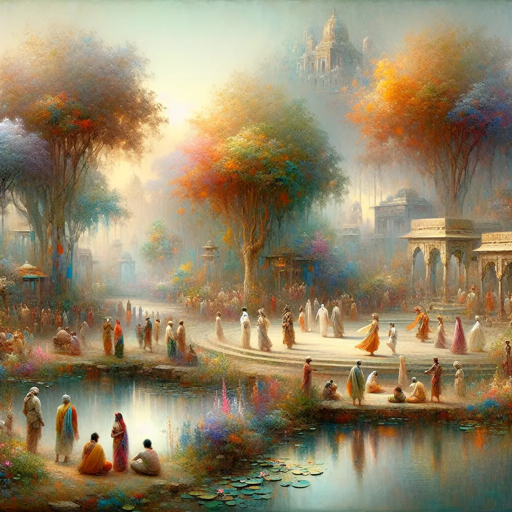 Story, Transformation, Quiz, Indian, Unfamiliar in the style of Monet