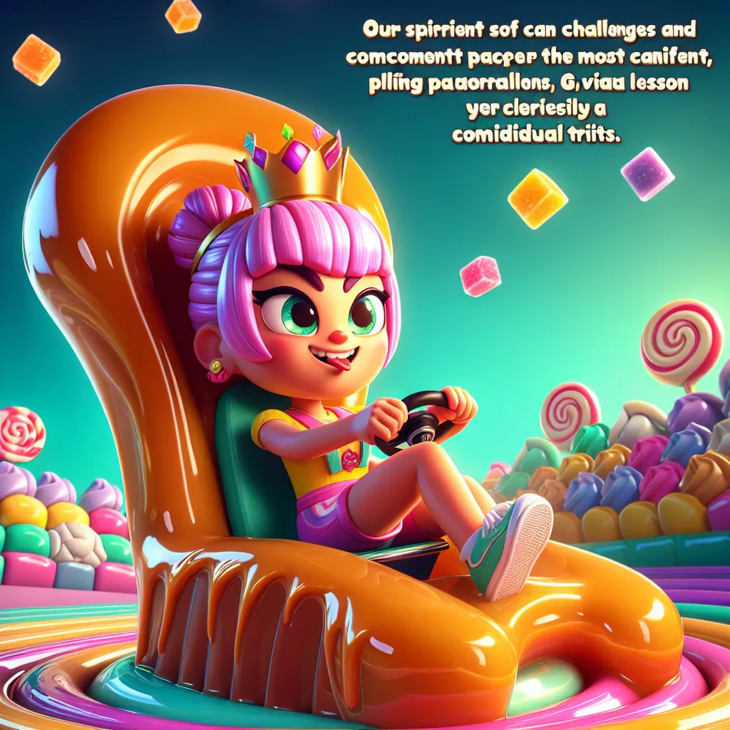 Vanellope von Schweetz, the spunky glitch from Sugar Rush, sits atop her caramel throne, determined to become the fattest racer in the kingdom. Surrounded by vibrant colors and sweet treats, she sets forth on a journey of indulgence and self-discovery. Racing against obstacles and naysayers, Vanellope's plucky spirit leads her to victory and teaches a valuable lesson about embracing one's unique qualities.