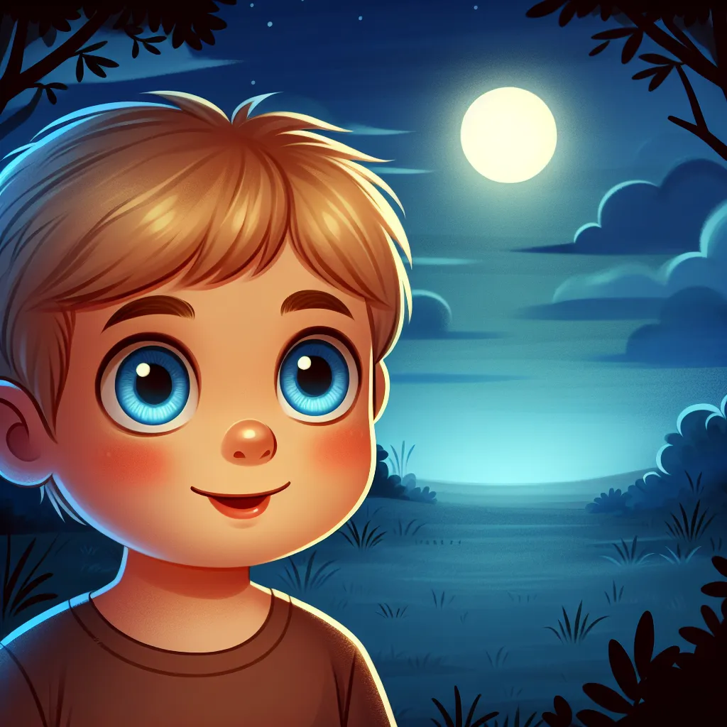 The image accompanying this story should depict a wide-eyed, innocent-looking 5-year-old boy named Lucas. He should have short blonde hair, rosy cheeks, and bright blue eyes full of curiosity. The image should capture the calmness of the late 2010s evening, with a hint of mystery and anticipation in the air.