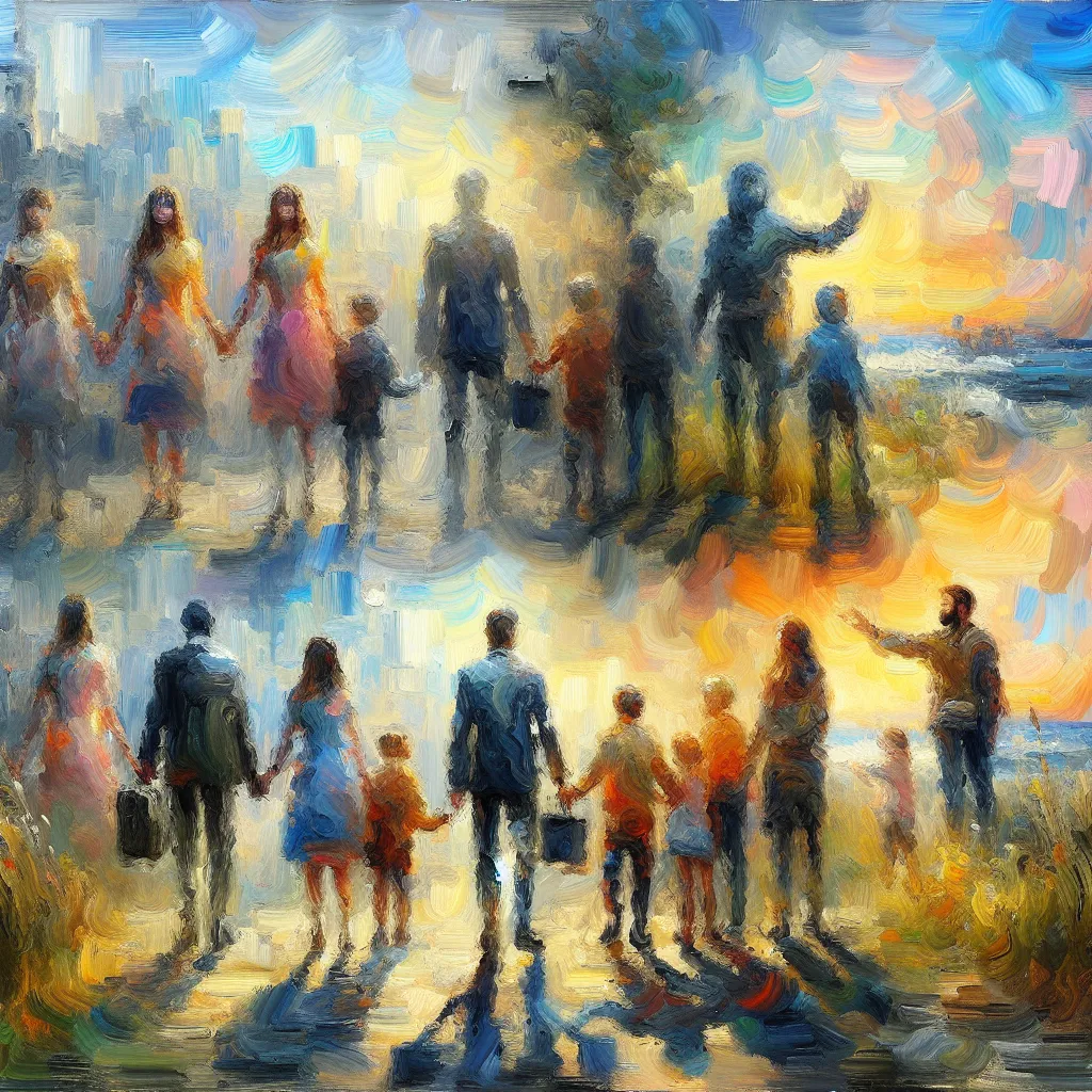 Swap, Memories, Transformation, Identity, Adventure in the style of Monet