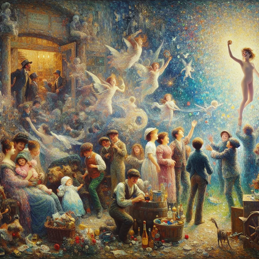 Transformation, Child, Friendship, Memory, Celebration in the style of Monet