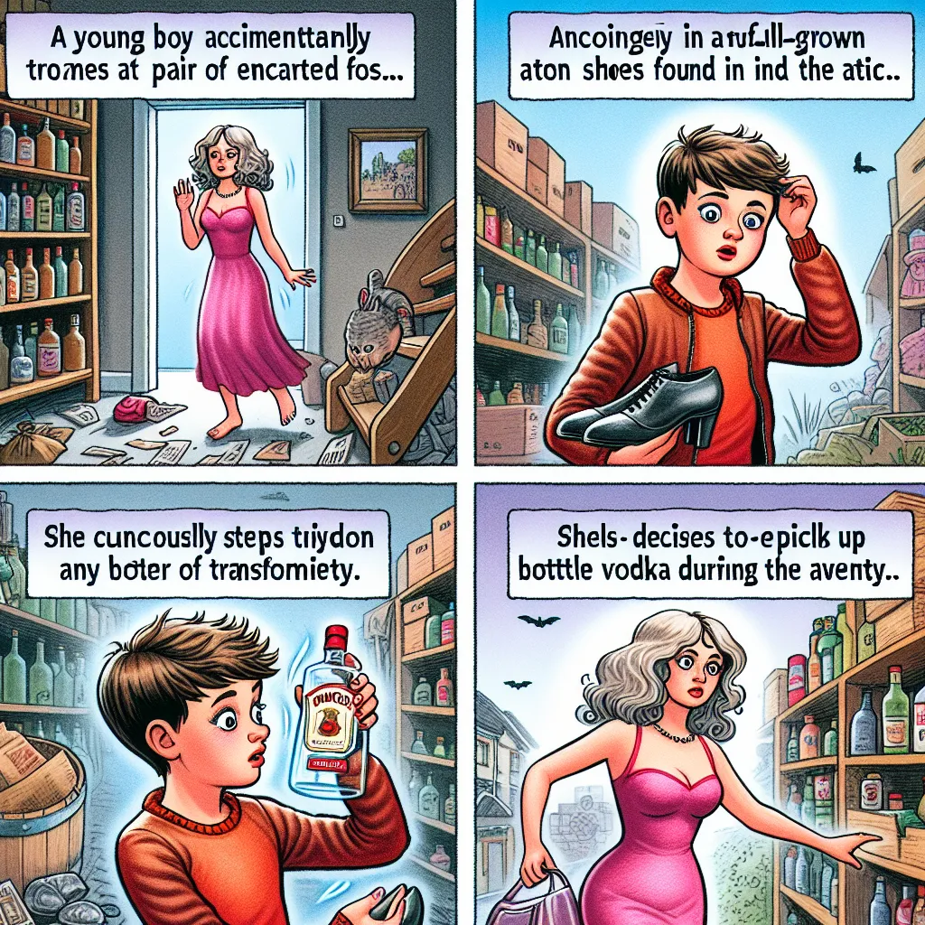 A young boy named Dylan accidentally transforms into a woman named Claire after trying on a pair of enchanted pink shoes in the attic. Claire, now in her 40s and with no memory of her past life, leaves the house in search of answers and vodka from Target.