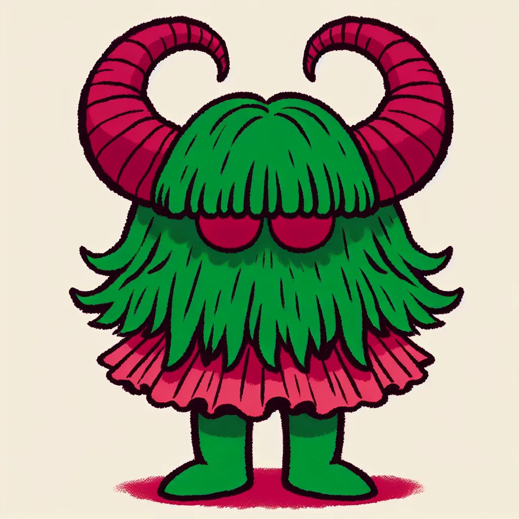 Kirlia appears to be wearing a tutu or a mini-skirt around its waist, with green legs beneath. Its "hair" is long and green, covering the middle of its face, and it has two large, crimson horns on either side of its head, which amplify its psychic powers. | Write (with AI)